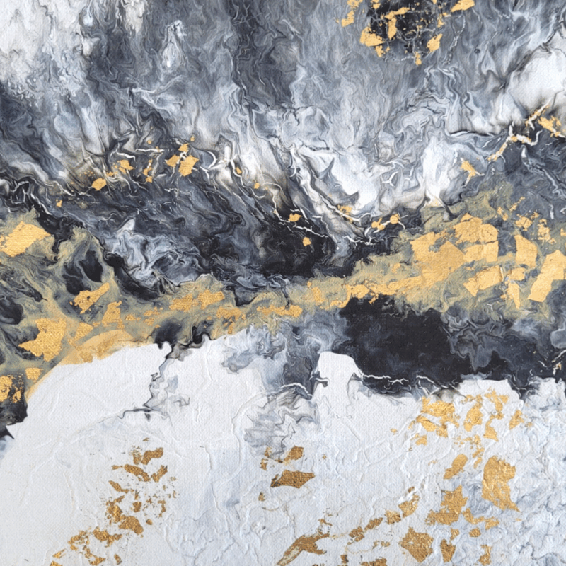 obraz abstrakcyjny ze złotem czarno-biały obraz abstrakcyjny ze złotem czarno-biały